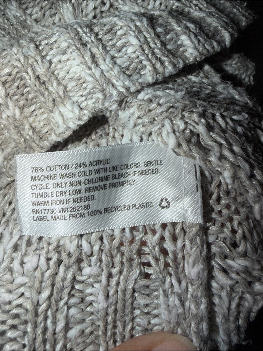 Mossimo Gray Marled Open-Knit Cable Pattern Sweater M - Picture 4 of 6